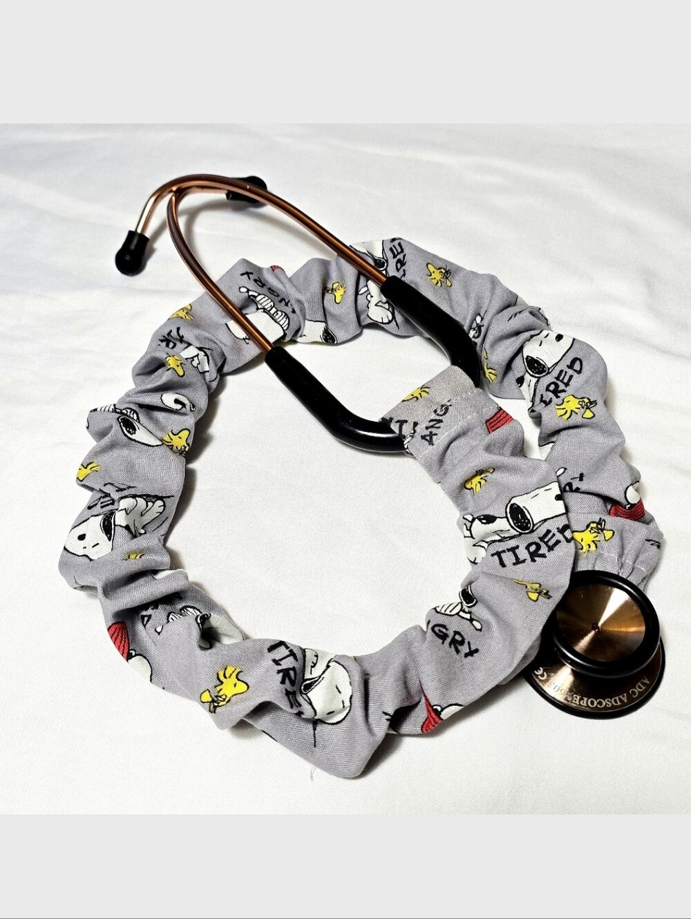 Handmade Snoopy Peanuts Stethoscope Sleeve - Gray Cotton Accessory